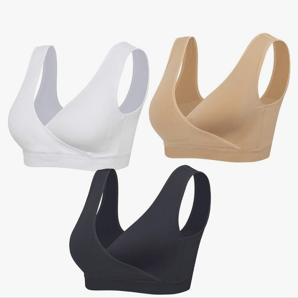 NWOT Lemef Nursing Sleep Bras Wirefree Maternity Breastfeeding Bras 3 Pack